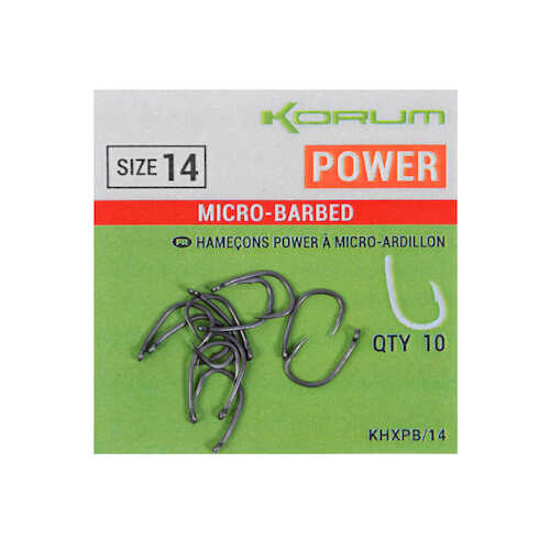 Korum Xpert Power Micro Barbed Hooks - Velikost: 10