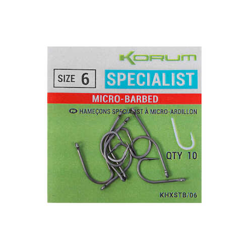 Korum Xpert Specialist Micro Barbed Hooks - Velikost: 10