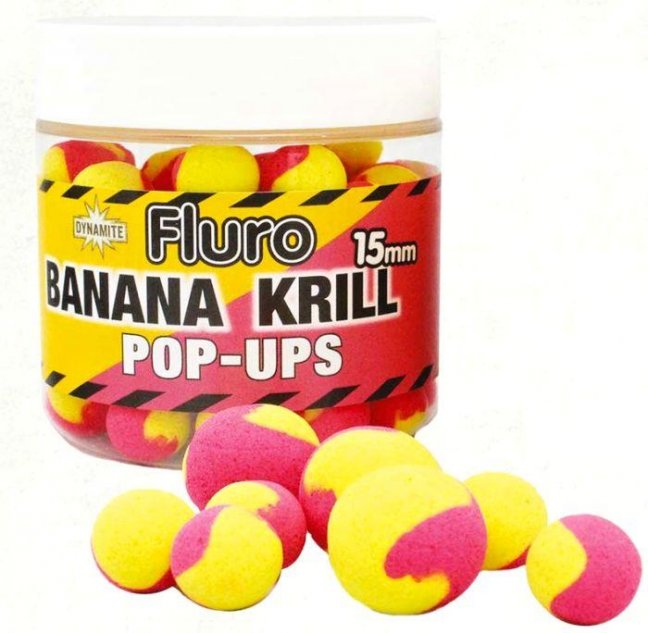 Dynamite Baits Pop-Ups Fluro Two Tone Banana&Krill 15 mm