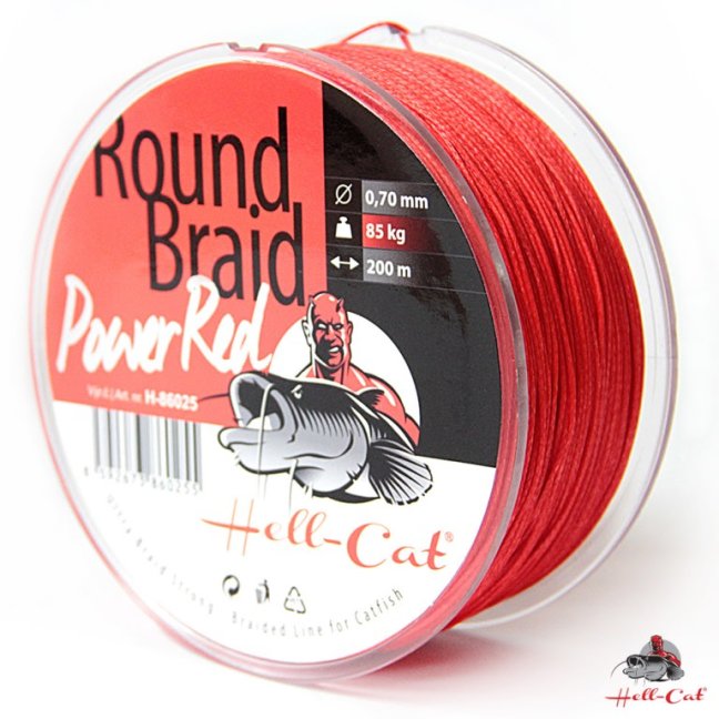 Hell-Cat Splétaná šňůra Round Braid Power Red 1000m - Varianta: 0,70mm (85,0kg)