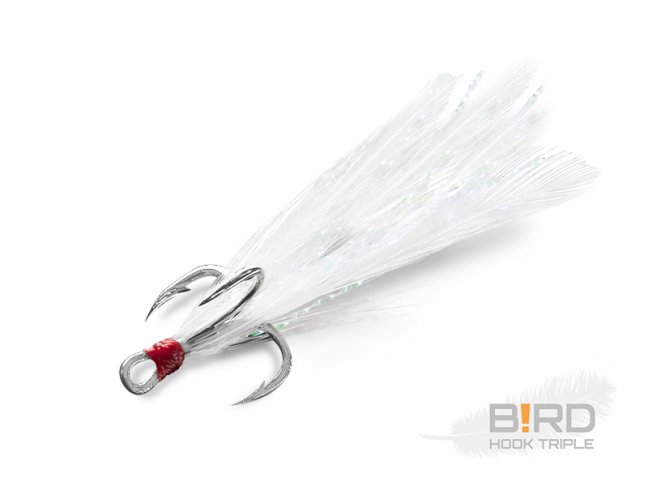 Delphin B!RD Hook TRIPLE - biele pierka / 3ks - Veľkosť: 10