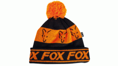 Fox Lined Black/Orange Bobble Hat čepice