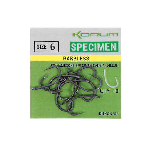 Korum Xpert Specimen Barbless Hooks - Méret: 10