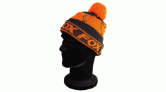 Fox Lined Black/Orange Bobble Hat