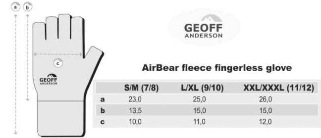 Flísové rukavice Geoff Anderson AirBear bez prstov - Veľkosť: XXL/XXXL